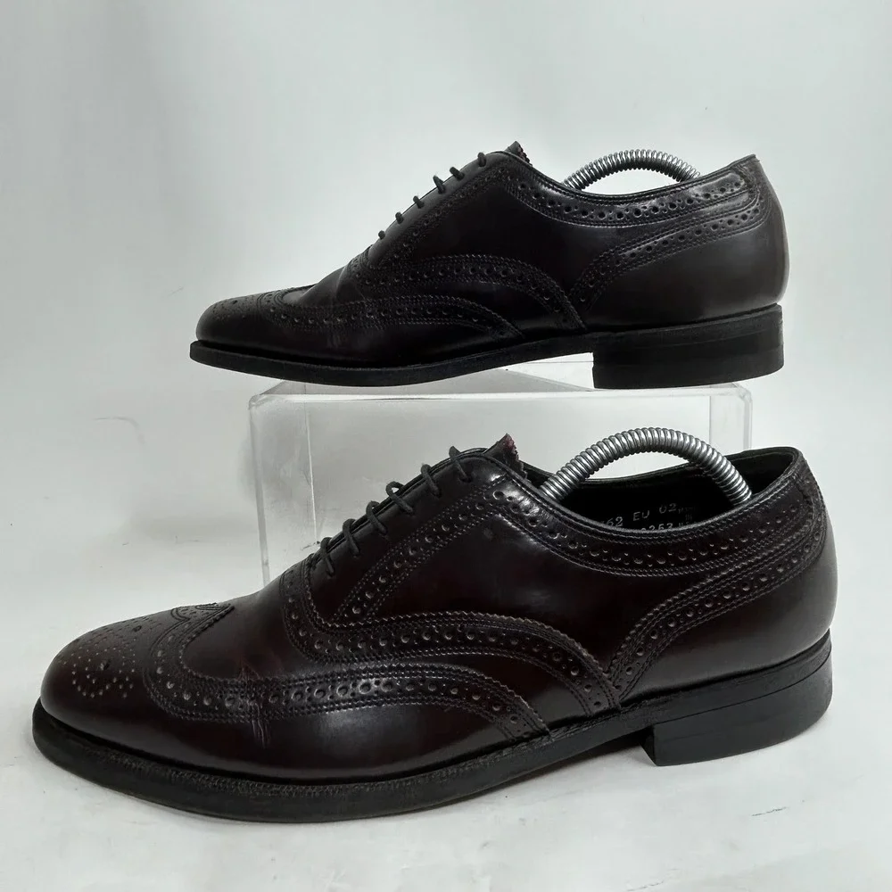 Florsheim Imperial Mens 8D Burgundy Leather Wingtip Oxford Brogue Shoes USA Made
